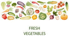 Set Of Watercolor Vegetables.
