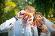 © NatBud - summer wedding. Happy bride and groom in the park