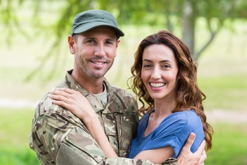 Poster - Handsome soldier reunited with partner