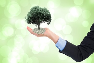 Poster - Composite image of close up of businessman with empty hand open