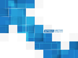 Poster - Abstract blue background with square and technological pattern