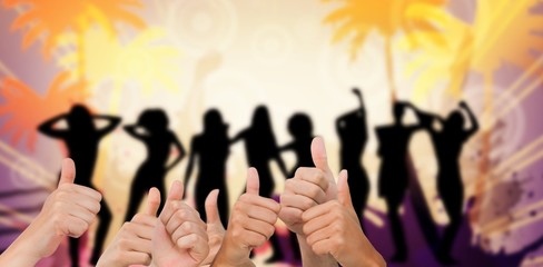 Aufkleber - Composite image of hands giving thumbs up