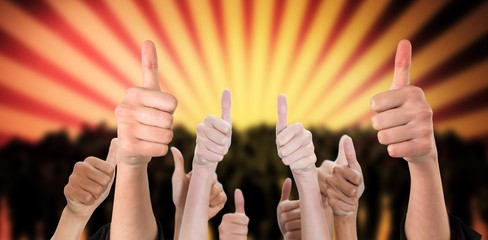 Aufkleber - Composite image of hands showing thumbs up