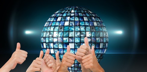 Poster - Composite image of hands giving thumbs up