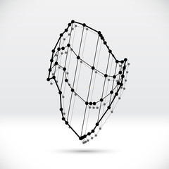 Aufkleber - Abstract 3D wireframe shape with connected structure