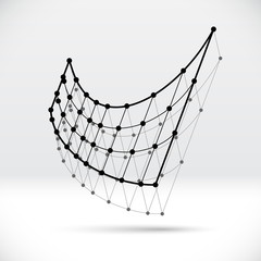 Aufkleber - Abstract 3D wireframe shape with connected structure