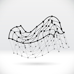 Aufkleber - Abstract 3D wireframe shape with connected structure