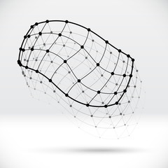 Aufkleber - Abstract 3D wireframe shape with connected structure