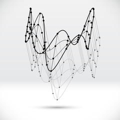 Aufkleber - Abstract 3D wireframe shape with connected structure