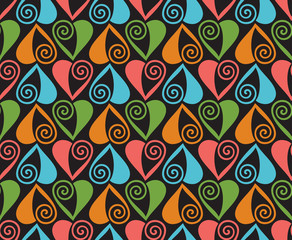 Wall Mural - Seamless pattern with stylized hearts. Romantic background