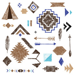 Wall Mural - Hand drawn tribal elements set