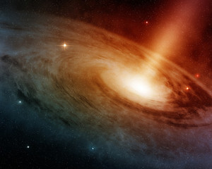 Wall Mural - spiral galaxy system glowing into deep space
