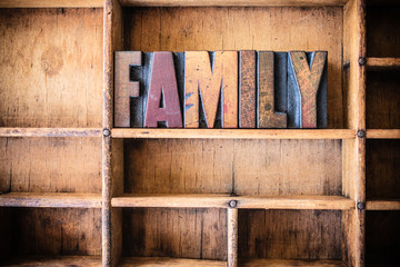 Poster - Family Concept Wooden Letterpress Theme