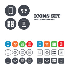Poster - Phone icons. Call center support symbol.