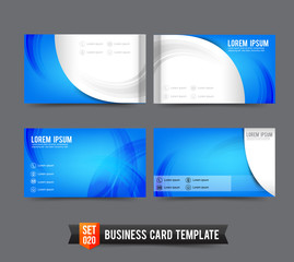 Poster - business card template set 020 blue and curve element
