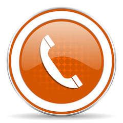 Poster - phone orange icon mobile phone sign