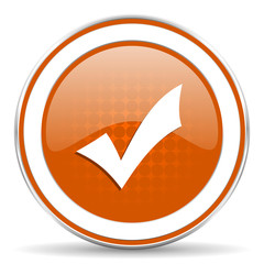 Fototapete - accept orange icon check sign
