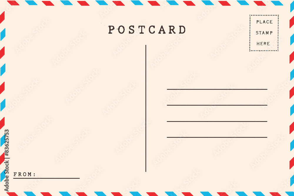 Back of airmail blank postcard - obrazy, fototapety, plakaty 