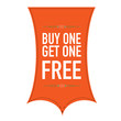 Buy One Get One Free banner design over a white background, vect