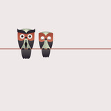 Fototapeta Pokój dzieciecy - couple of owls on the branch Minimal Vector