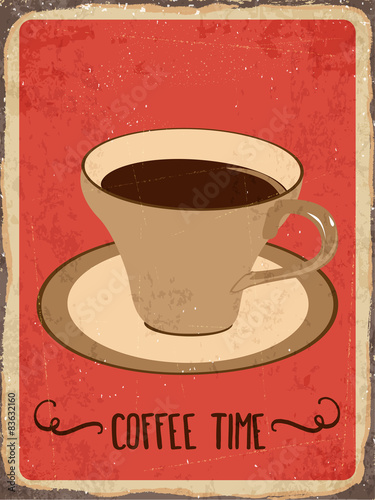 Naklejka na szafę Retro metal sign " Coffee time"