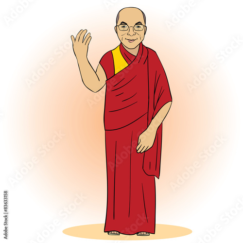 Fotografía Cartoon figure of buddhist monk. Vector illustration