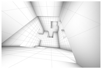 3d futuristic labyrinth shaded vector interior illustration