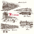 French Riviera - hand drawn set