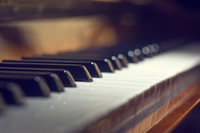 Piano Keyboard Background With Selective Focus