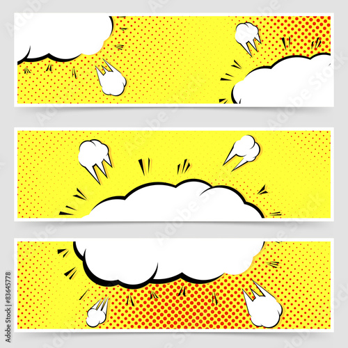 Fotografía Retro vintage pop-art style yellow header set
