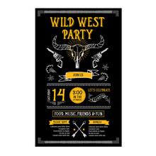 Invitation Wild West Party Flyer. Typography  And Design.