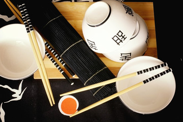 set of dishes for sushi