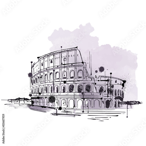 Naklejka dekoracyjna Hand drawn doodle sketch of the Colosseum, Rome