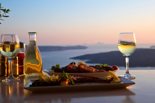 Romantic dinner for two at sunset