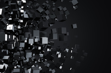 Poster - abstract 3d rendering of flying cubes.