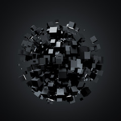 Poster - abstract 3d rendering of black cubes.