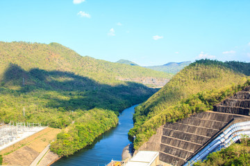 The dam produces electricity