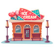 Vector illustration of ice cream shop building 