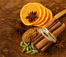 Fragrant Cinnamon Sticks, Star Anise, Cardamom And Orange 
