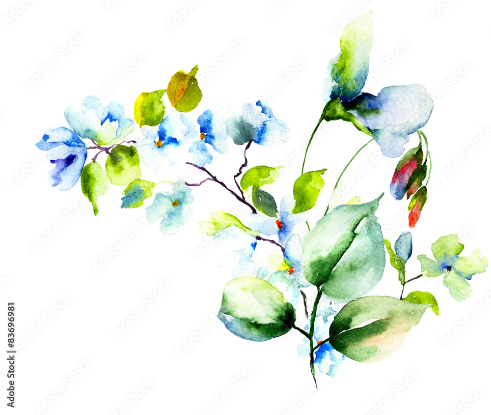 Stylized spring flowers - obrazy, fototapety, plakaty 