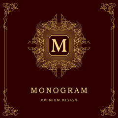 Monogram design elements, graceful template. 