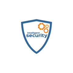 Wall Mural - Intelligent security shield silhouette logo