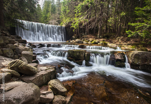 Obraz w ramie Wild Waterfall in Sudety in Poland