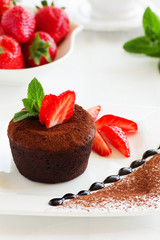 Sticker - chocolate pudding with fudge center with strawberries,