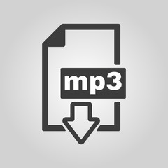 Poster - The mp3 icon. File audio format symbol. Flat