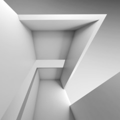 Empty white futuristic interior, 3d illustration
