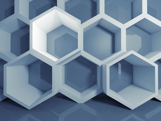 abstract blue 3 d honeycomb digital structure