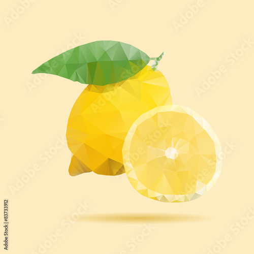 Naklejka - mata magnetyczna na lodówkę Cytryny na żółtym tle - wektor
