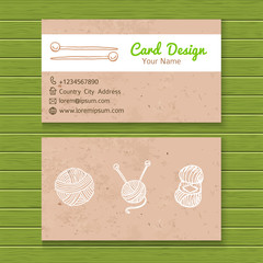 Hand made knitting workshop business card template.