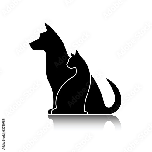 Fototapeta do kuchni Silhouettes of pets, cat dog